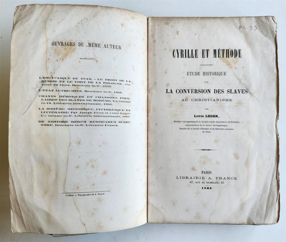 1868 HISTORICAL STUDY on CONVERSION of SLAVS TO CHRISTIANITY antique in FRENCH - 5