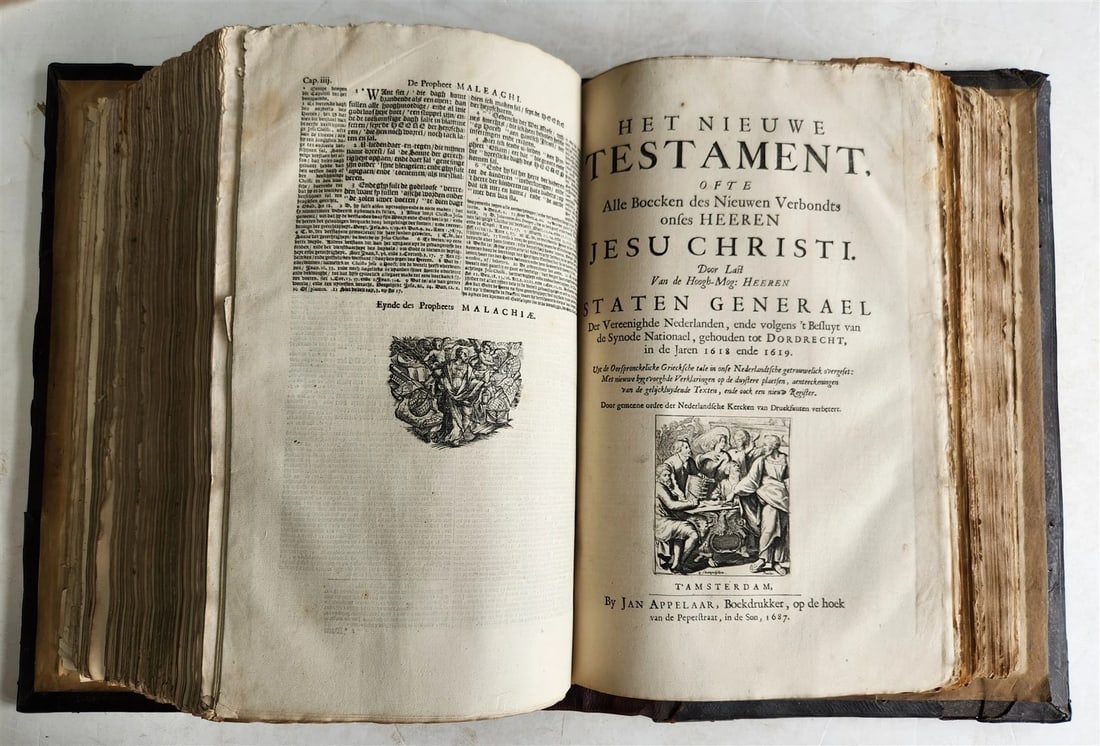 1687 BIBLE in DUTCH MASSIVE FOLIO antique ILLUSTRATED w/ 5 MAPS - 11