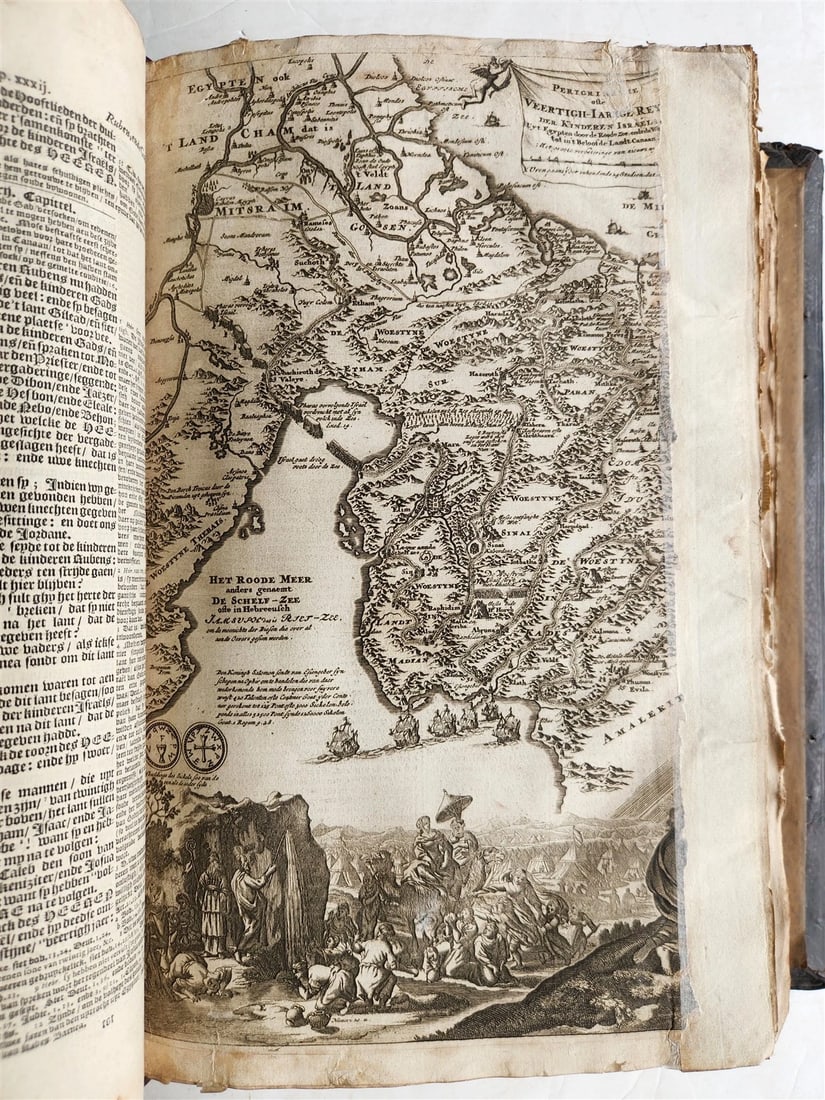 1687 BIBLE in DUTCH MASSIVE FOLIO antique ILLUSTRATED w/ 5 MAPS - 18