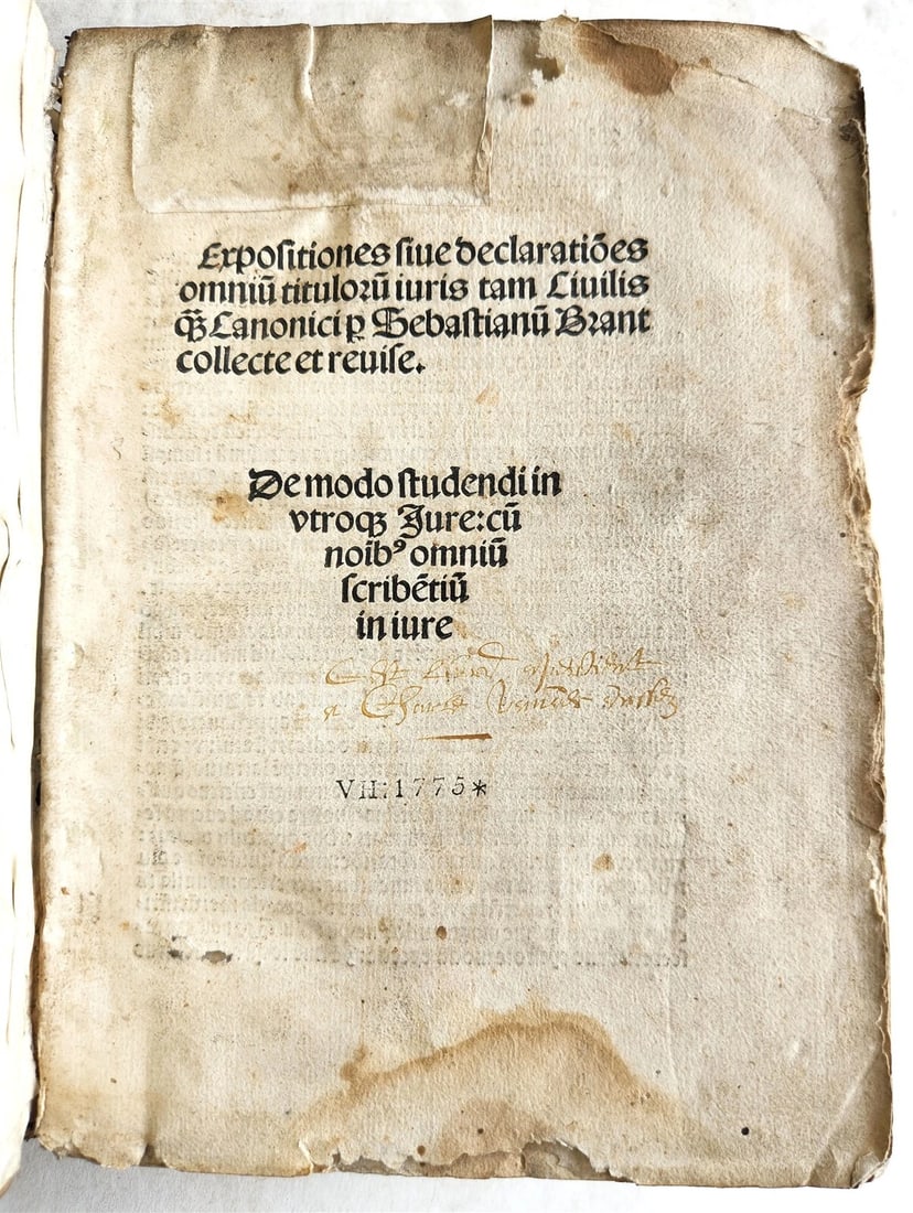 1508 POST-INCUNABULA LAW BOOK by SEBASTIAN BRANT antique VELLUM BOUND (1 of 18)