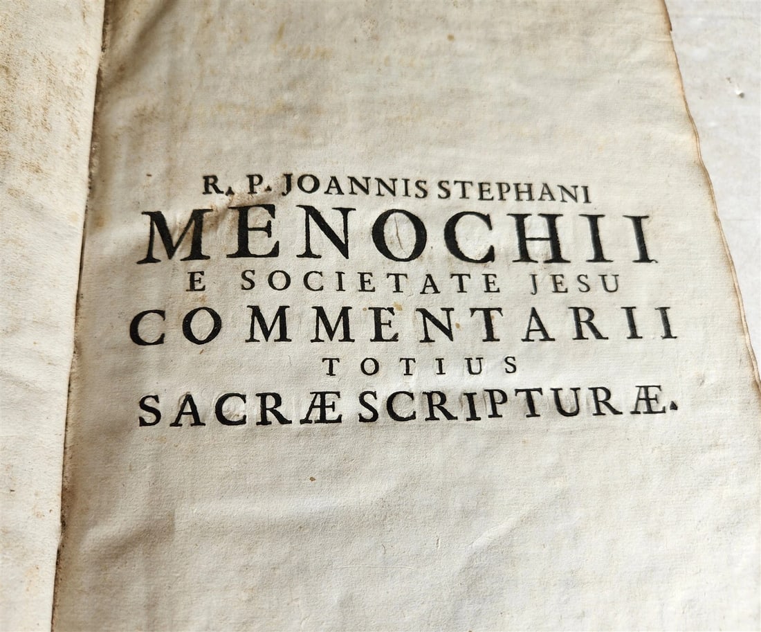 1743 BIBLE COMMENTARY Joannis Stephani Menochius in LATIN VELLUM FOLIO antique - 3