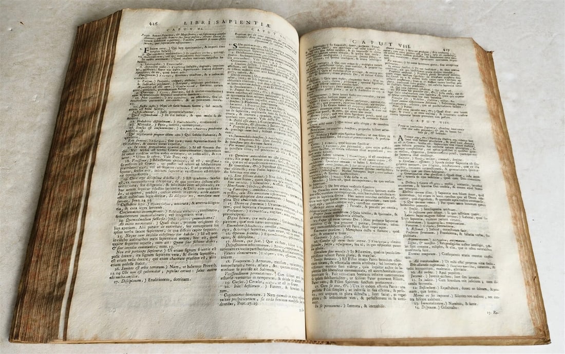 1743 BIBLE COMMENTARY Joannis Stephani Menochius in LATIN VELLUM FOLIO antique - 9