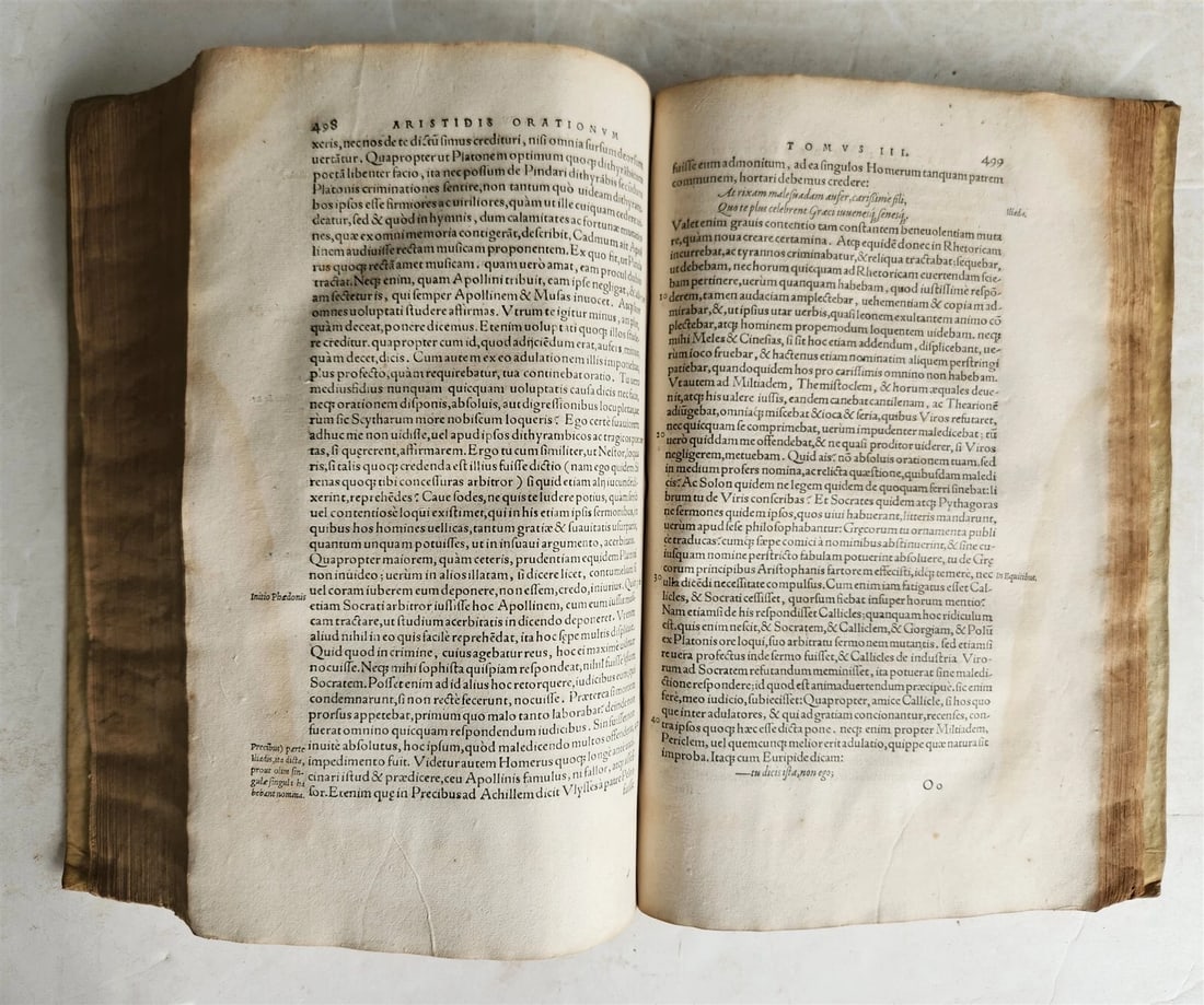 1566 AELIUS ARISTIDES ORATORIS CLARISSIMI antique VELLUM BOUND FOLIO rare - 10