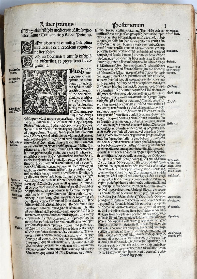 1526 POST-INCUNABULA ARISTOTLE & A.NIFO antique Posterior Analytics Commentary - 16