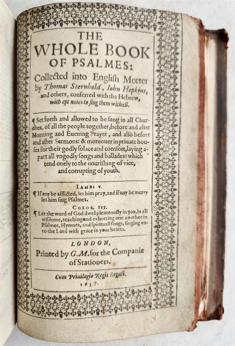 1638 BIBLE in ENGLISH OLD & NEW TESTAMENT by ROBERT BARKER antique w/PSALMS - 7