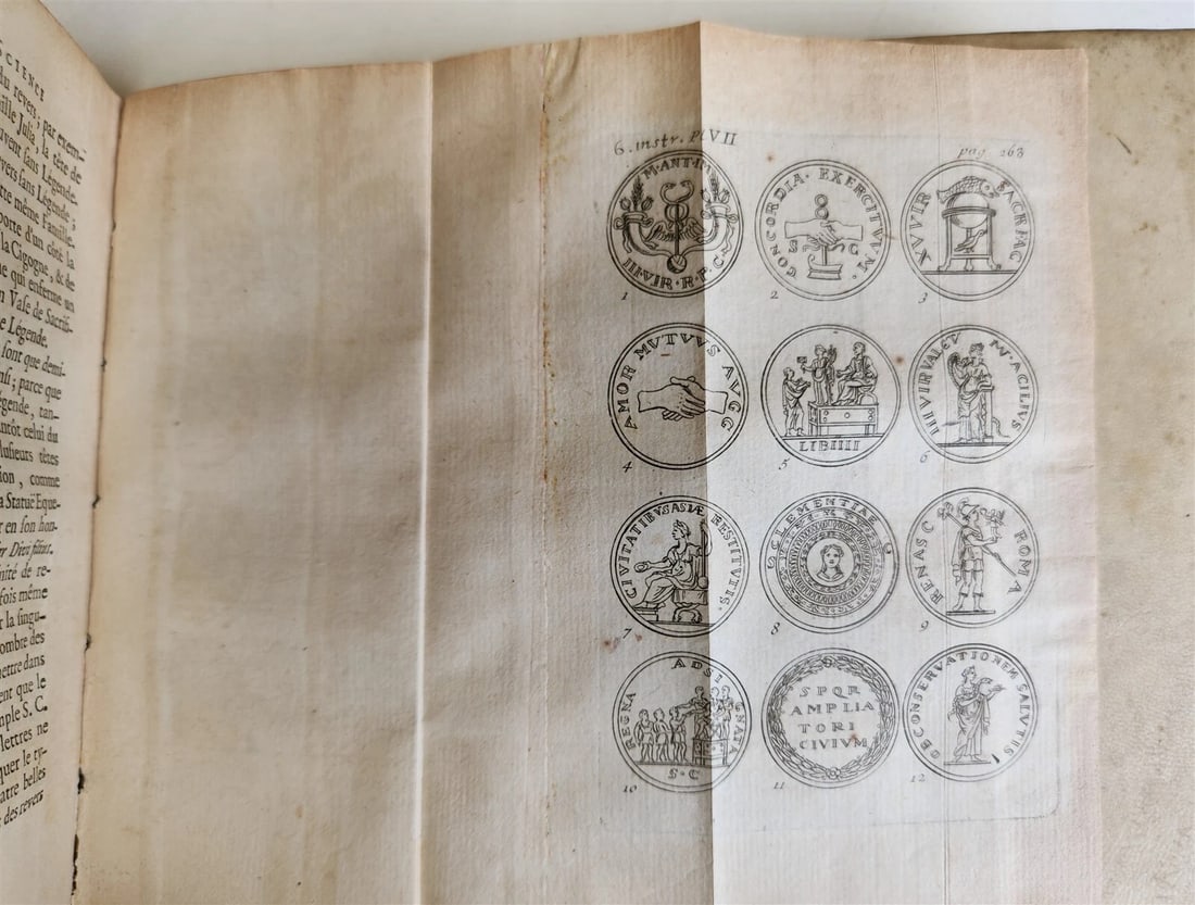 1739 LA SCIENCE des MEDAILLES antique 2 ILLUSTRATED VOLUMES VELLUM BOUND - 5