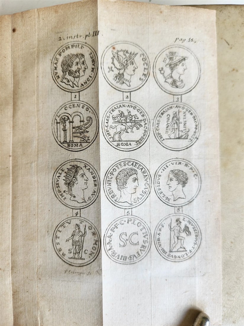 1739 LA SCIENCE des MEDAILLES antique 2 ILLUSTRATED VOLUMES VELLUM BOUND - 9