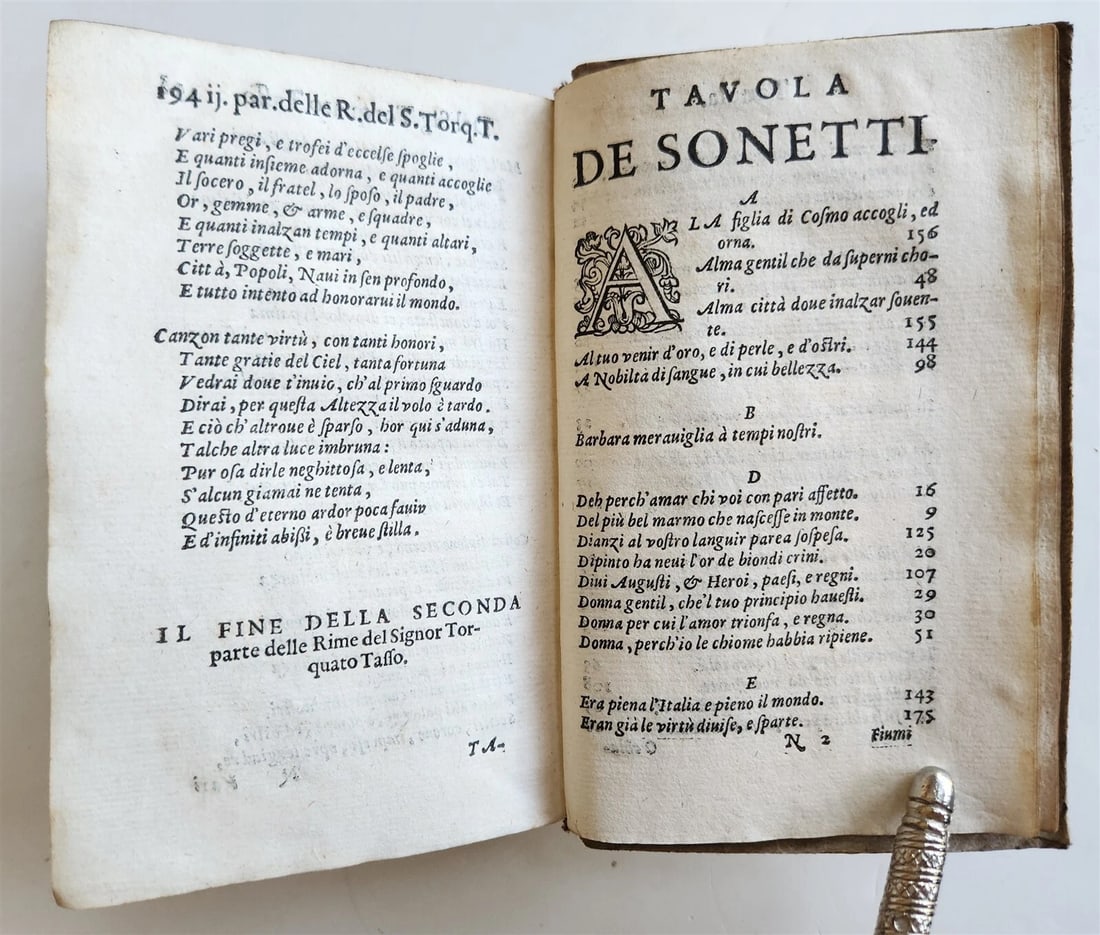 1592 POETRY by TORQUATO TASSO antique vellum bound 16th CENTURY - 6