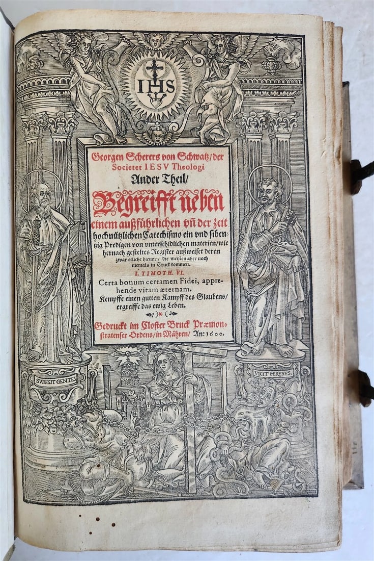 1600 JESUIT PRIEST GEORG SCHERER WRITINGS antique FOLIO pigskin 16th CENTURY - 2