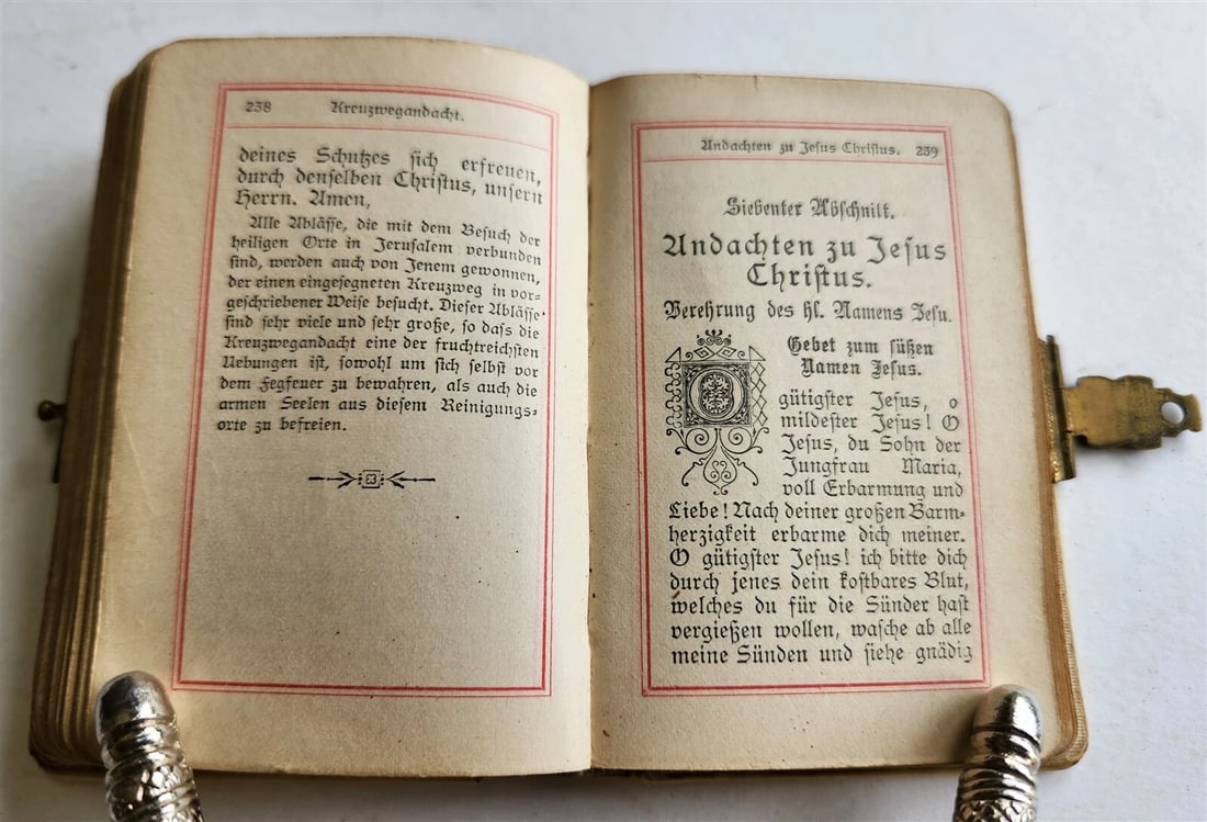 1890 GERMAN PRAYER BOOK w/ MOTHER OF PEARL BINDING antique - 11