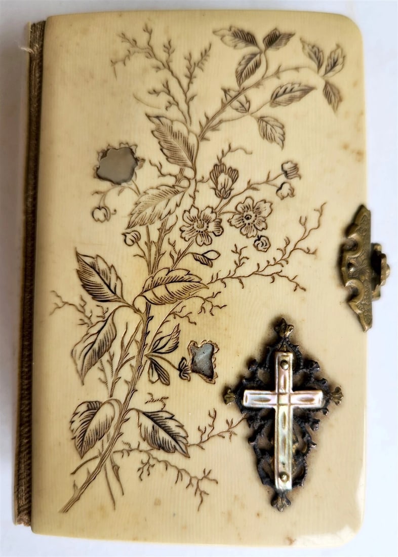 1890 GERMAN PRAYER BOOK w/ MOTHER OF PEARL BINDING antique (1 of 11)