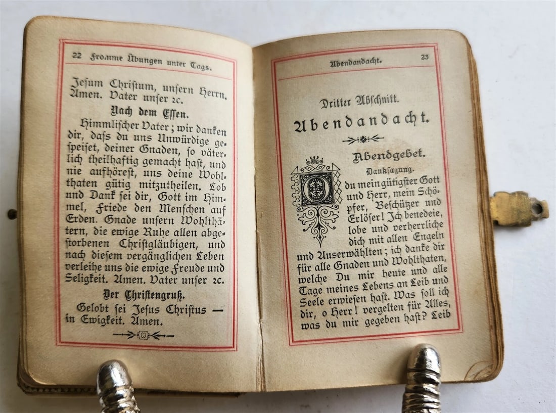 1890 GERMAN PRAYER BOOK w/ MOTHER OF PEARL BINDING antique - 9