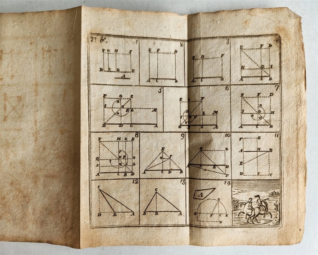 1824 EUCLID GEOMETRY antique ILLUSTRATED vellum binding - 11