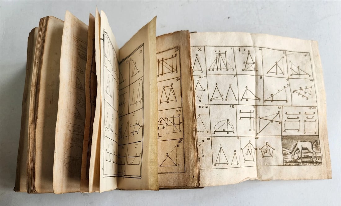 1824 EUCLID GEOMETRY antique ILLUSTRATED vellum binding - 16