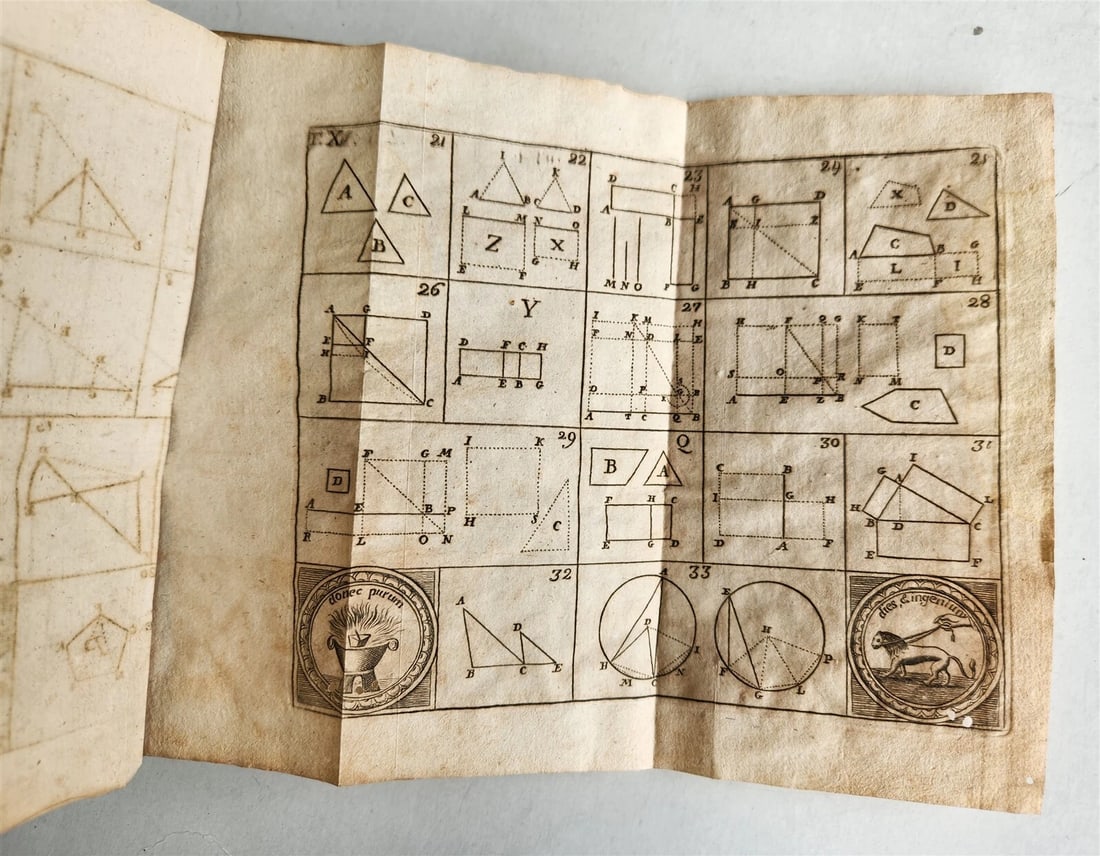 1824 EUCLID GEOMETRY antique ILLUSTRATED vellum binding - 17