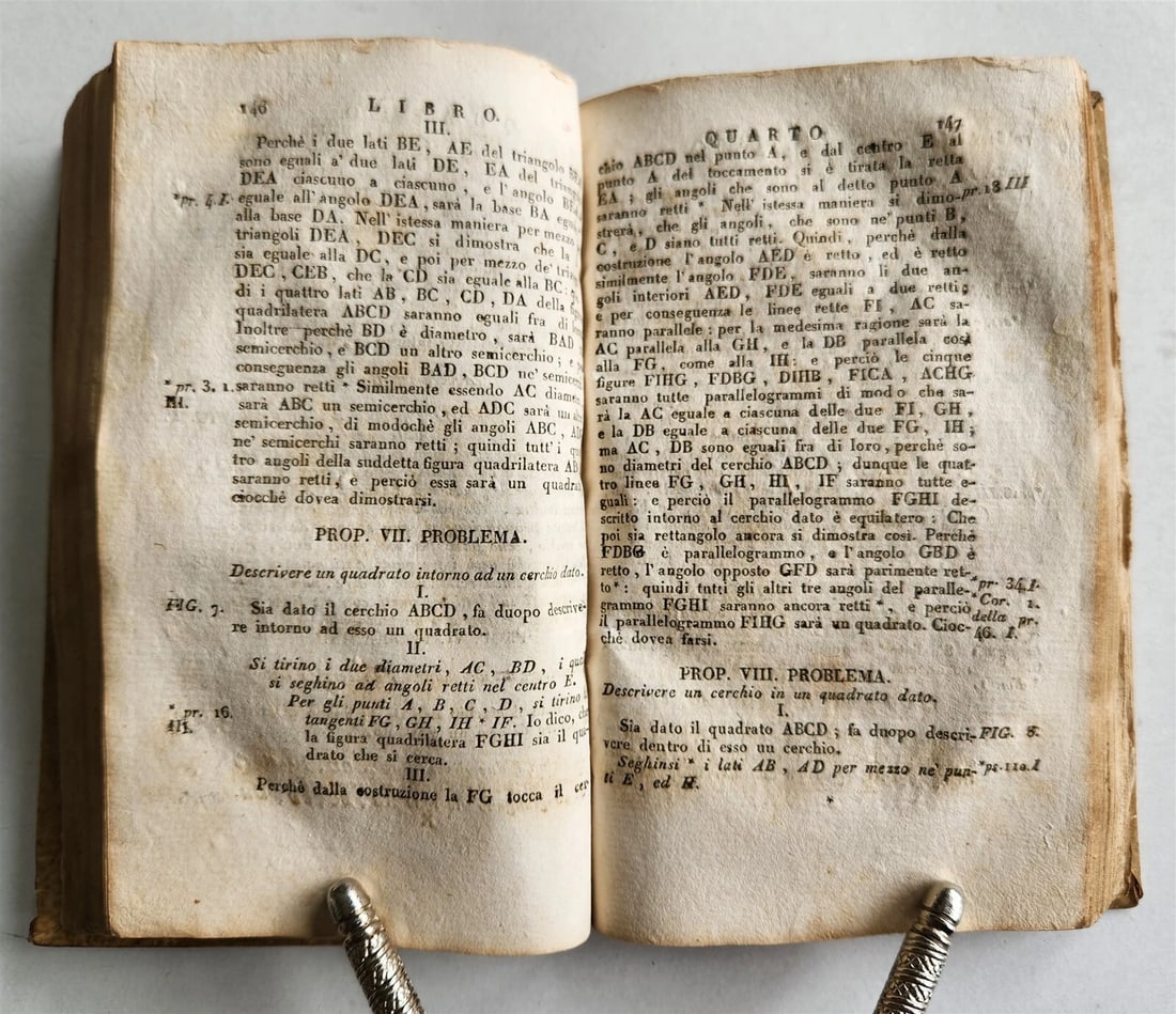 1824 EUCLID GEOMETRY antique ILLUSTRATED vellum binding - 6