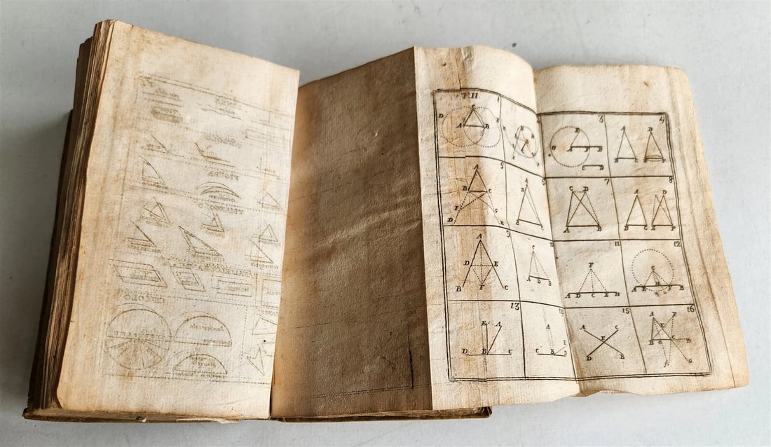 1824 EUCLID GEOMETRY antique ILLUSTRATED vellum binding - 8