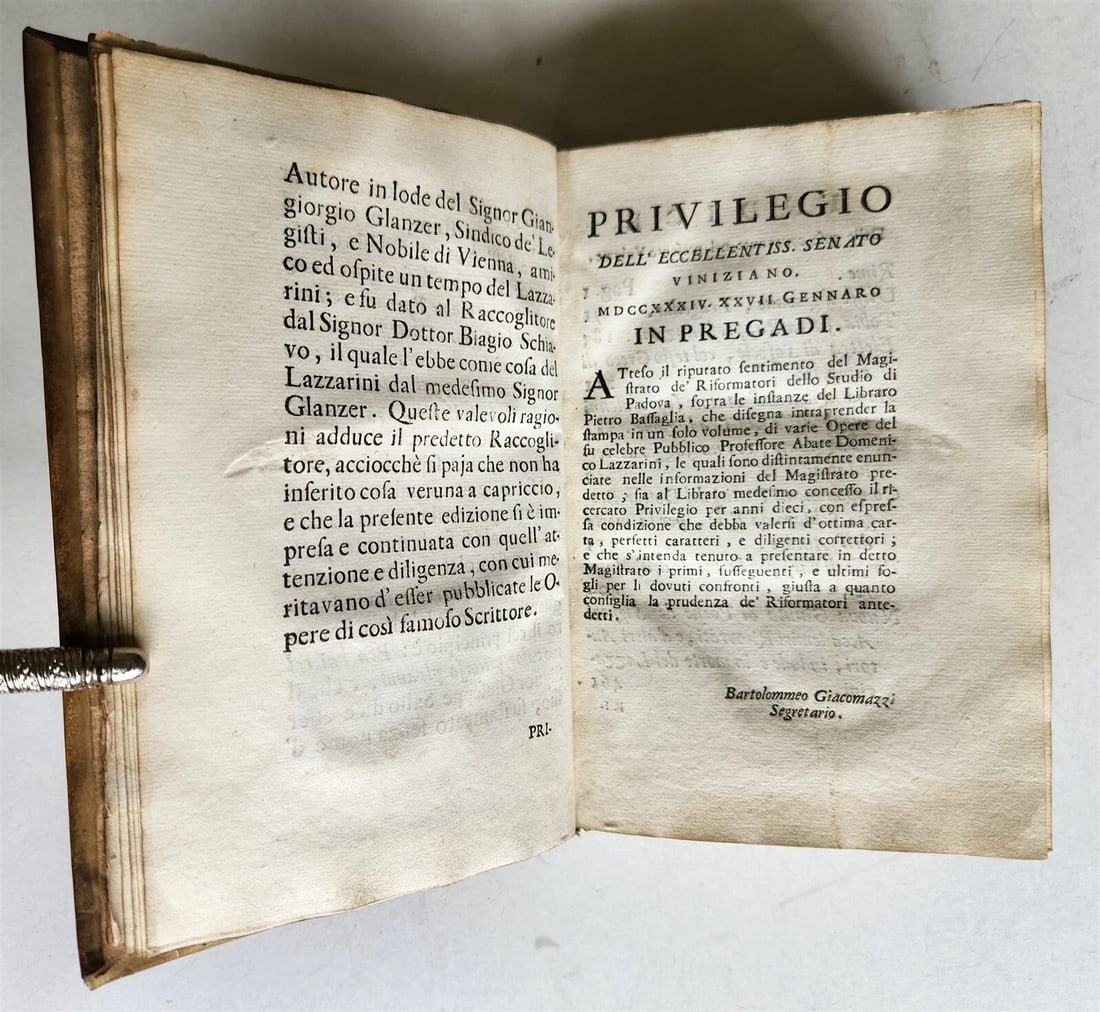 1736 POETRY antique POESIE del SIGNOR ABATE DOMENICO LAZZARINI vellum bound - 7