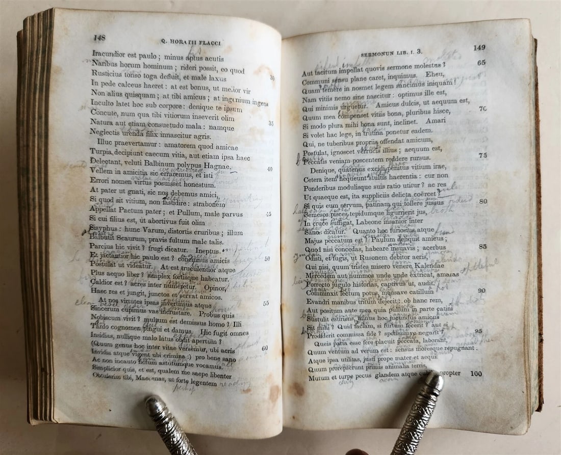 1844 WORKS OF HORACE w/ ENGLISH NOTES by CHARLES ANTHON antique AMERICAN EDITION - 5