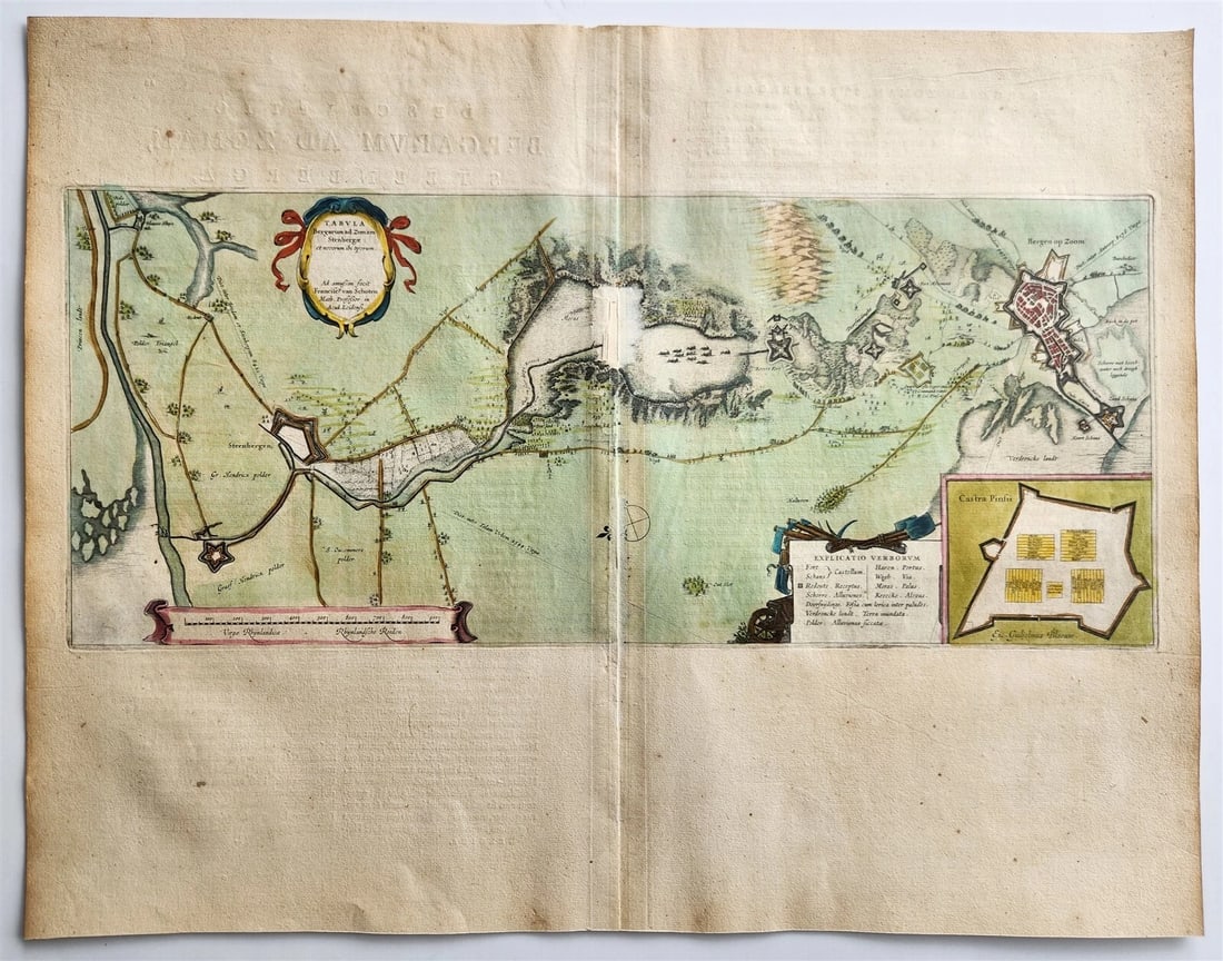 1640 MAP of SIEGE of DUTCH CITY Bergen op Zoom by WILLEM BLAEU antique AUTHENTIC (1 of 4)