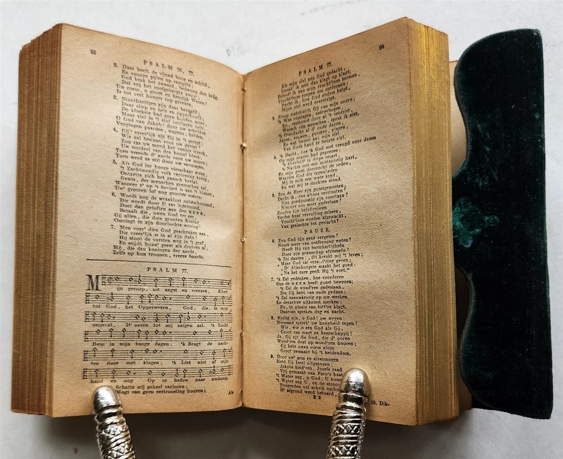 1884 BIBLE in DUTCH NEW TESTAMENT antique VELVET BINDING - 8