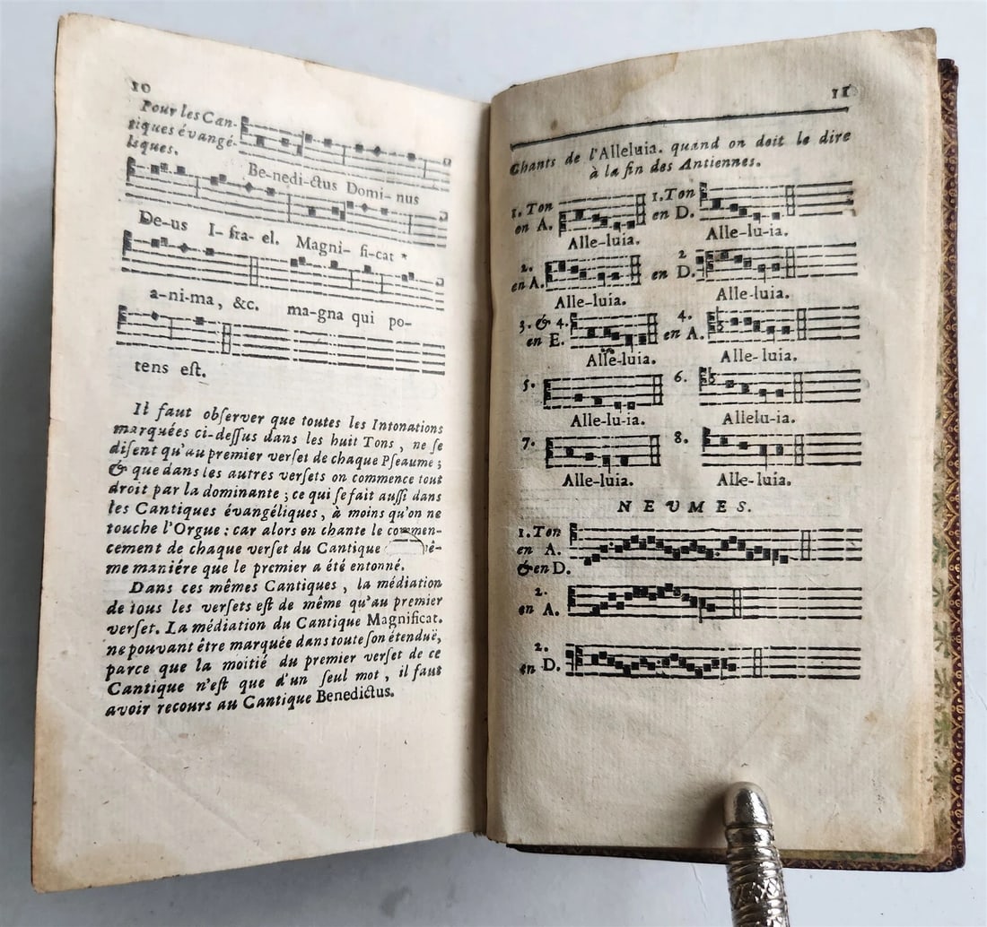 1753 BREVIARY in FRENCH & LATIN antique DECORATIVE MOROCCO BINDING - 10