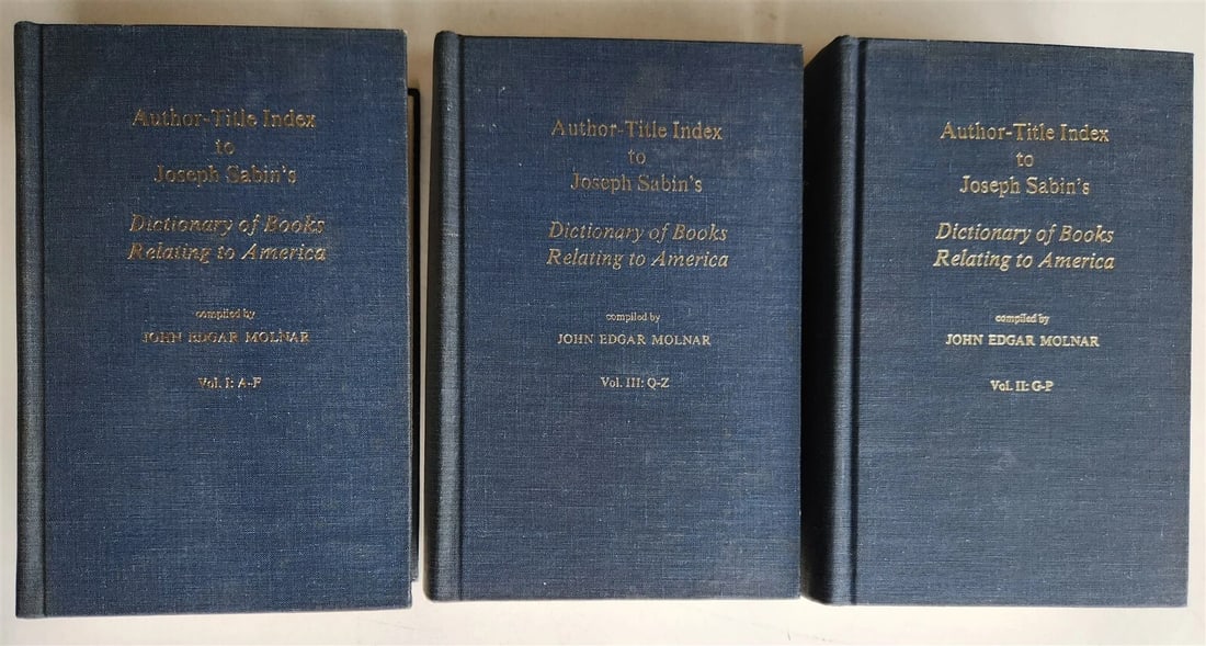 1974 AUTHOR-TITLE INDEX to JOSEPH SABIN'S DICTIONARY of BOOKS RELATED to AMERICA - 2