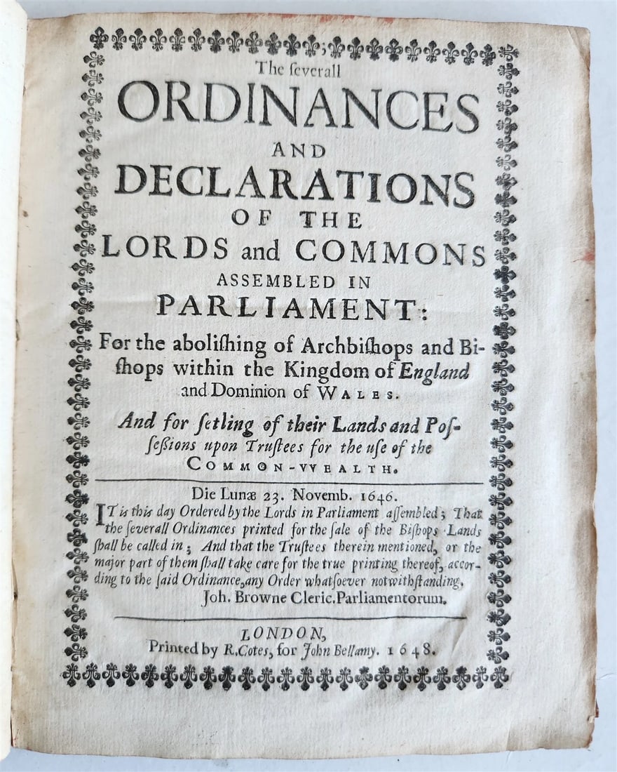1648 ORDINANCES of the LORDS & COMMONS in PARLIAMENT antique in ENGLISH (1 of 7)