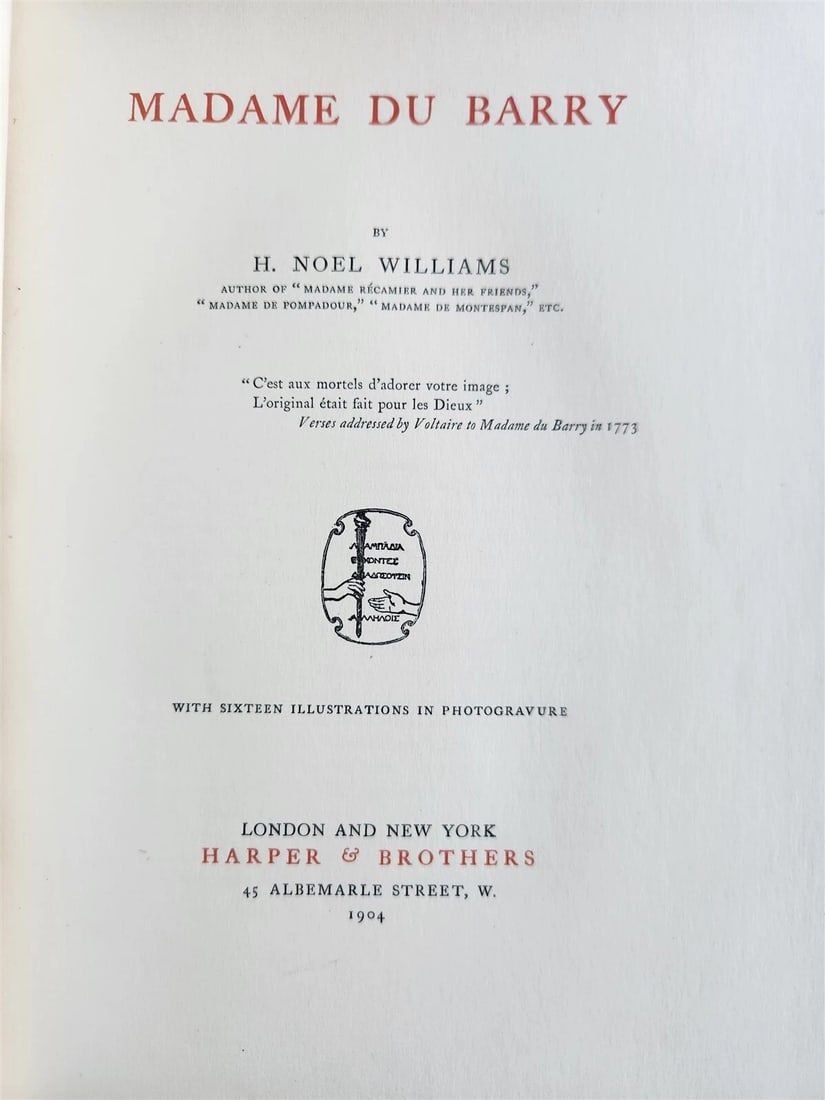 1904 MADAME DU BARRY by by H. NOEL WILLIAMS antique ILLUSTRATED - 3