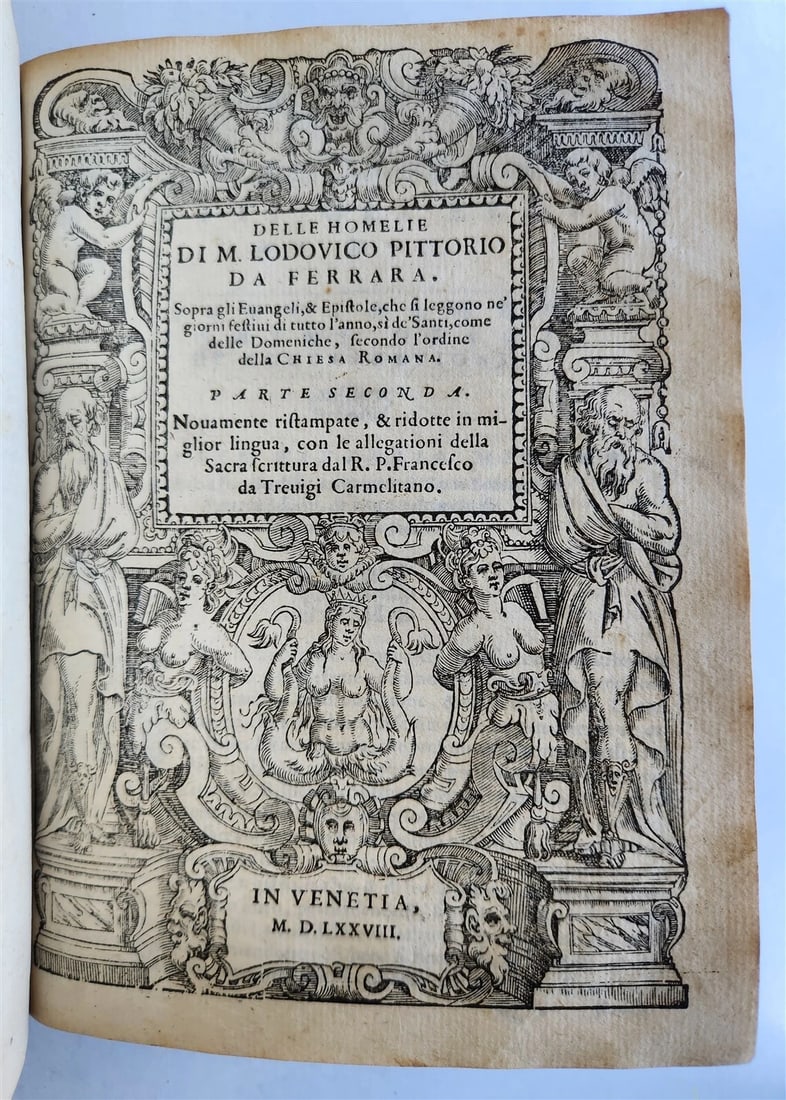 1578 ILLUSTRATED DELLE HOMELIE by Pittorio da Ferrara antique VELLUM BINDING - 3