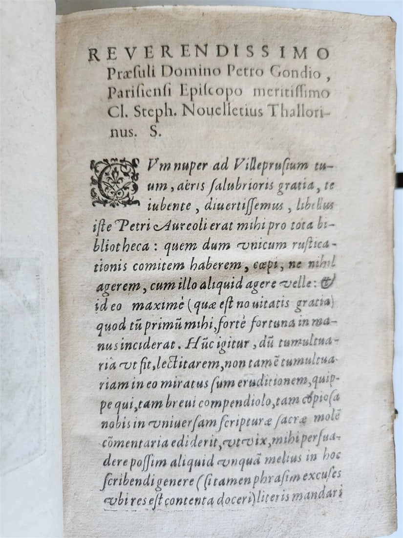 1610 BIBLE COMMENTARY by PETRUS AUREOLI antique BLIND STAMPED PIGSKIN w/ CLASPS - 10