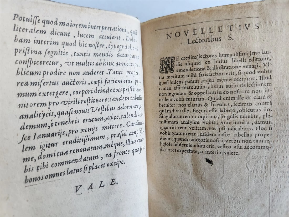 1610 BIBLE COMMENTARY by PETRUS AUREOLI antique BLIND STAMPED PIGSKIN w/ CLASPS - 11