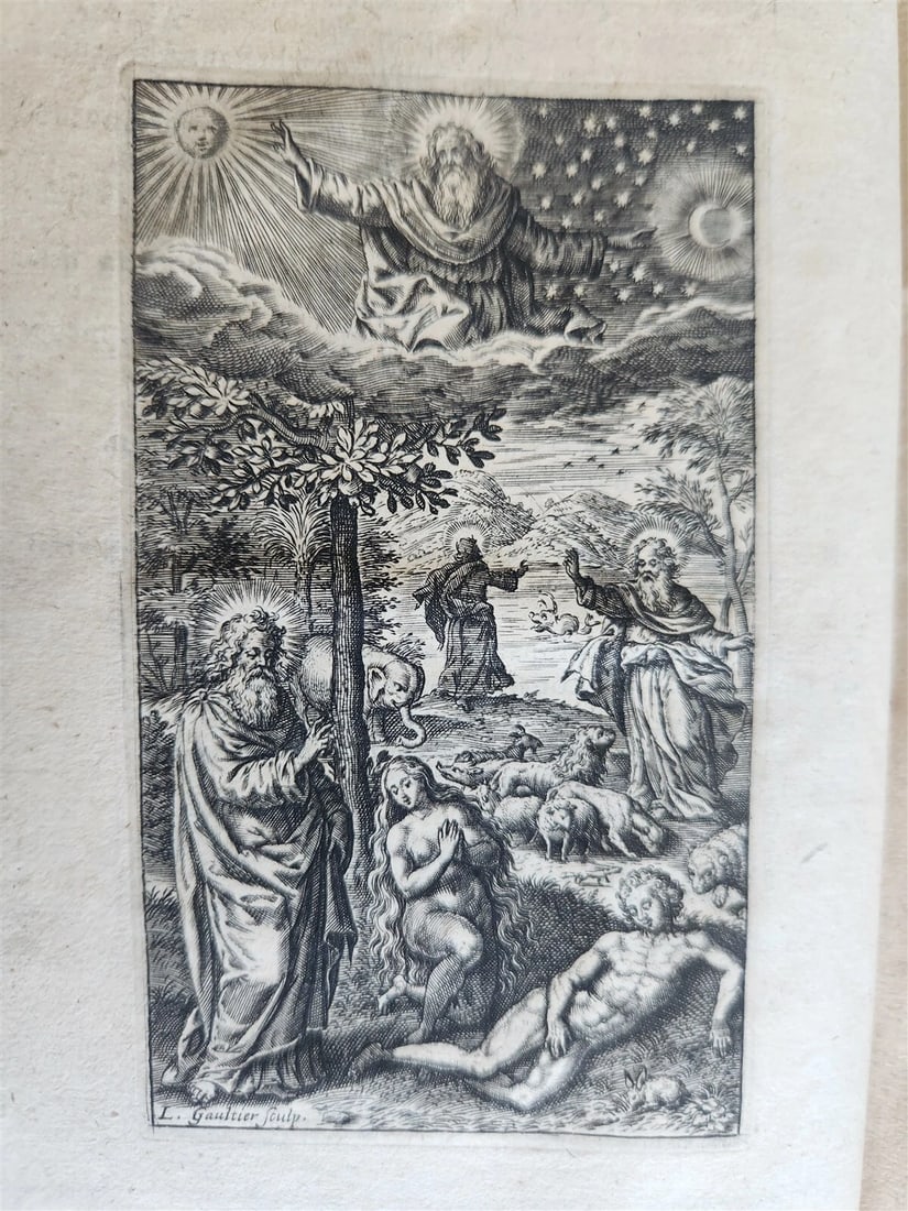 1610 BIBLE COMMENTARY by PETRUS AUREOLI antique BLIND STAMPED PIGSKIN w/ CLASPS - 4