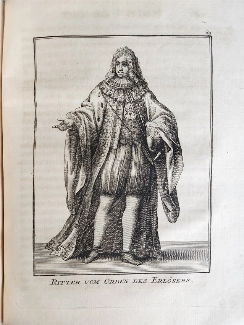 1756 ILLUSTRATED COSTUME HISTORY of MONKS & KNIGHTS for both sexes antique - 12