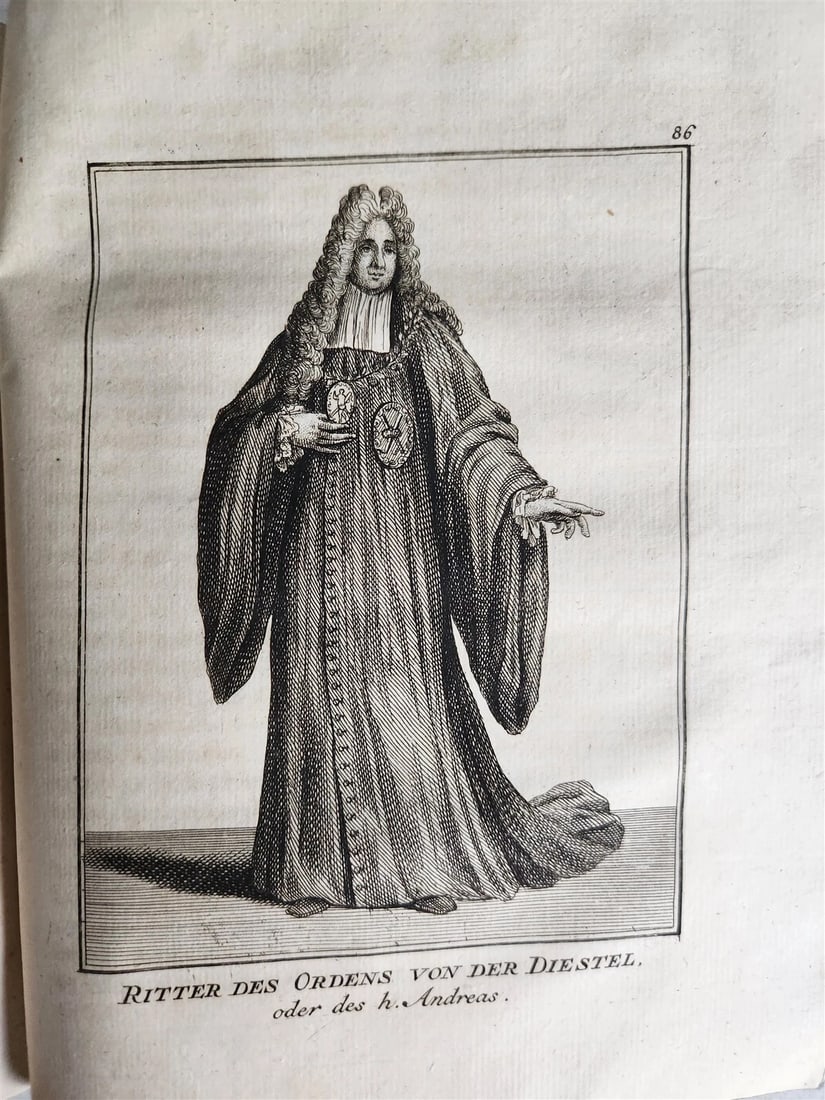 1756 ILLUSTRATED COSTUME HISTORY of MONKS & KNIGHTS for both sexes antique - 15