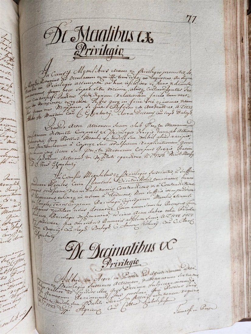 1769 LAW MANUSCRIPT in LATIN antique FOLIO 200 pages COURT DECISIONS - 11