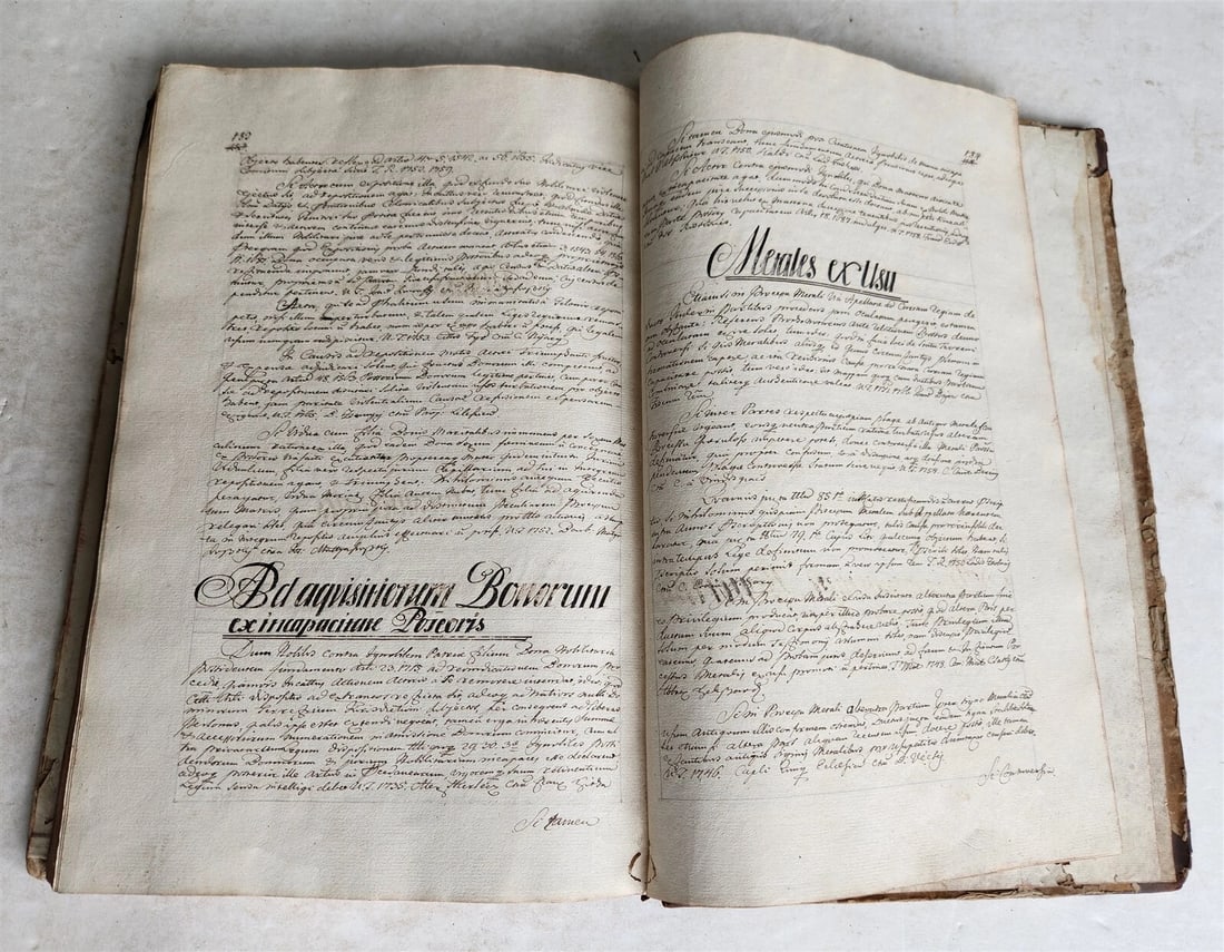 1769 LAW MANUSCRIPT in LATIN antique FOLIO 200 pages COURT DECISIONS - 12