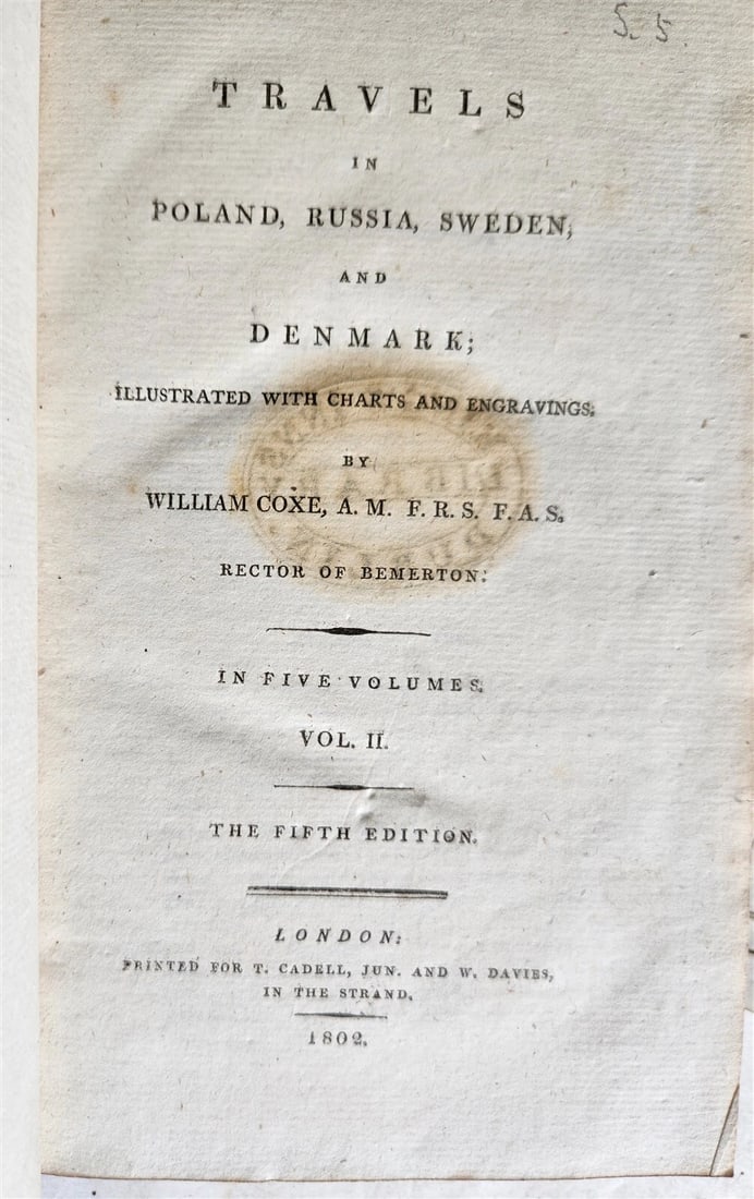 1802 TRAVELS in POLAND RUSSIA SWEDEN & DENMARK antique 5 VOLS W.COXE ILLUSTRATED - 3