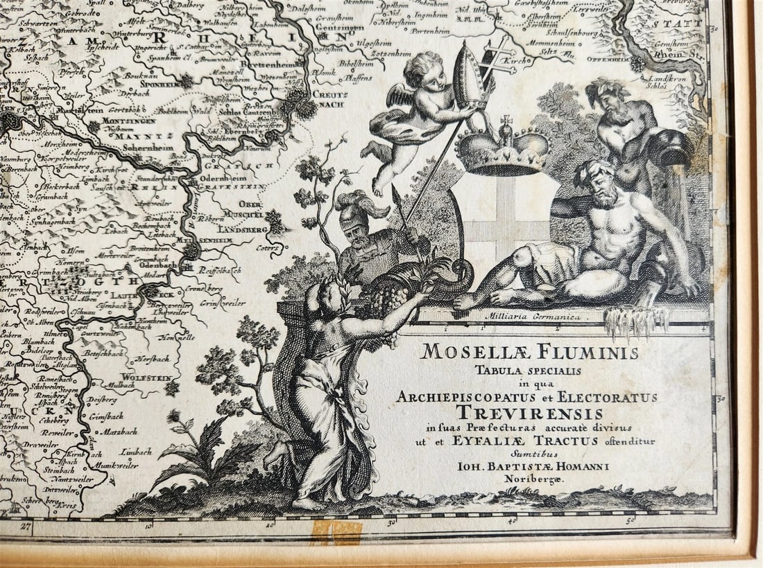 1720s MAP of GERMANY MOSELLE RIVER by J.B.HOMANN antique AUTHENTIC hand colored: Title: 1720s MAP of GERMANY MOSELLE RIVER by J.B.HOMANN antique AUTHENTIC hand colored Description: MAP (Moselle River) Mosellae Fluminis... Trevirensis Nuremberg: J.B. Homann, c. 1720s Hand colored