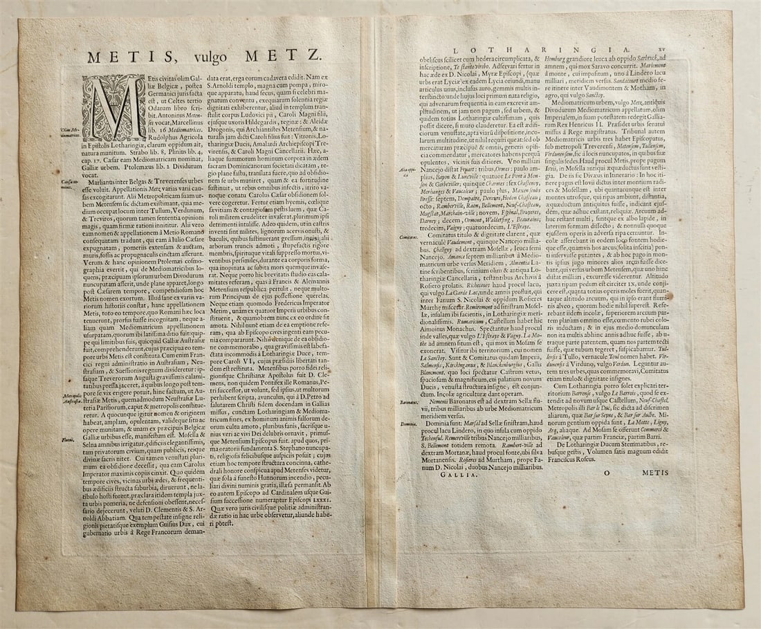 1640 MAP of FRANCE METZ LORRAINE by WILLEM BLAEU antique AUTHENTIC hand colored - 6