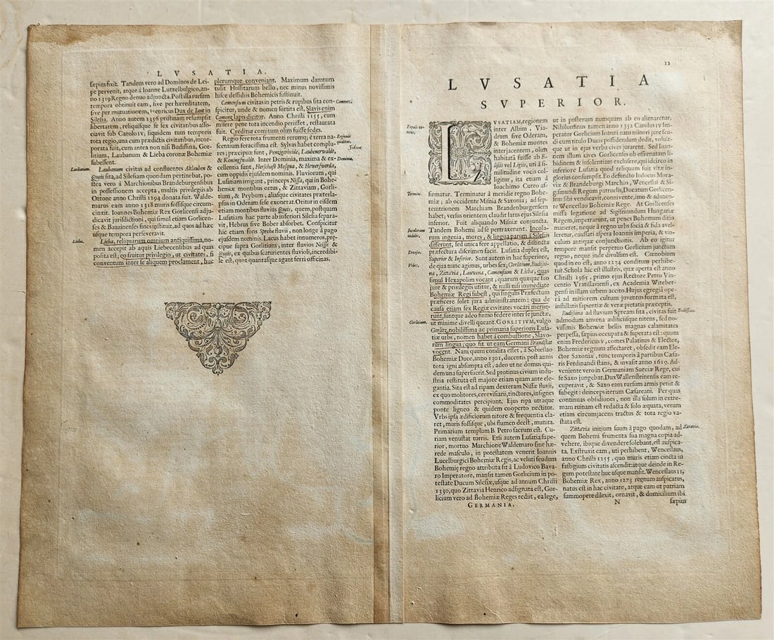 1640 MAP of GERMANY POLAND LUSATIA by WILLEM BLAEU antique AUTHENTIC handcolored - 5