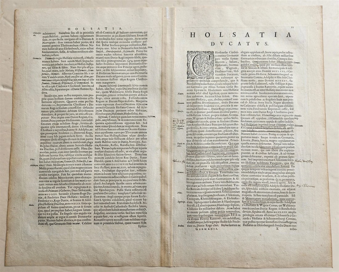 1640 MAP of GERMANY HOLSTEIN by WILLEM BLAEU antique AUTHENTIC hand colored - 7