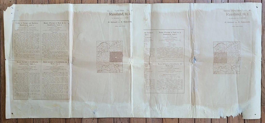 1912 GERMAN MAP of RUSSIA ANTIQUE size 16 by 35" ORIGINAL pre-WWI - 10