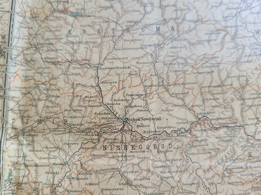 1912 GERMAN MAP of RUSSIA ANTIQUE size 16 by 35" ORIGINAL pre-WWI - 5