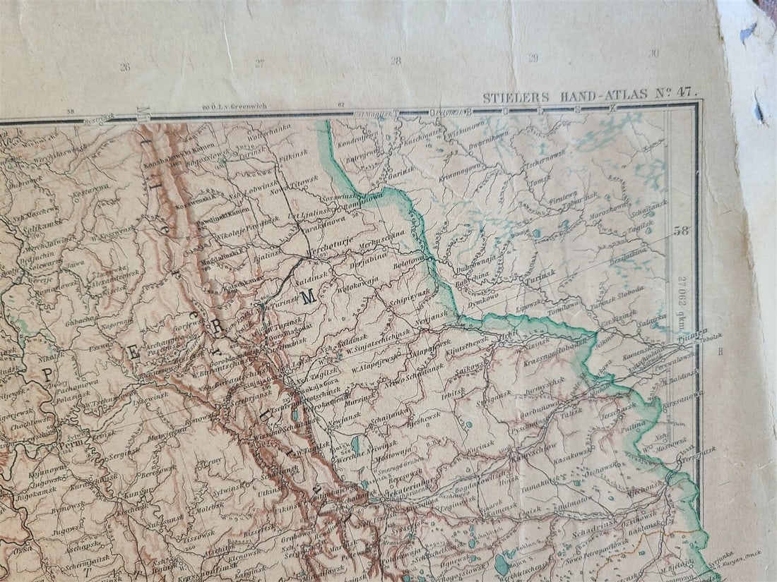 1912 GERMAN MAP of RUSSIA ANTIQUE size 16 by 35" ORIGINAL pre-WWI - 6