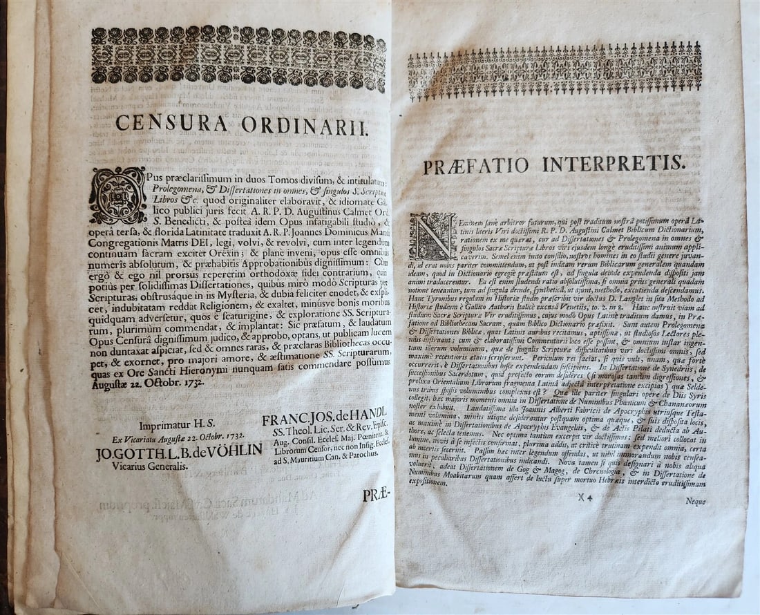 1732 PROLEGOMENA et DISSERTATIONES by AUGUSTINO CALMET antique FOLIO theology - 6