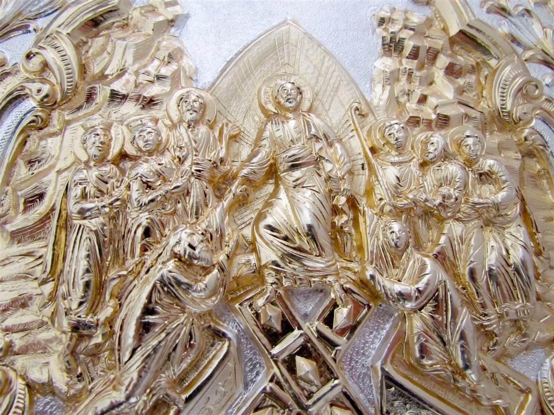 GREEK RUSSIAN ORTHODOX CHURCH GOSPEL GILT BRASS COVERS folio - 2