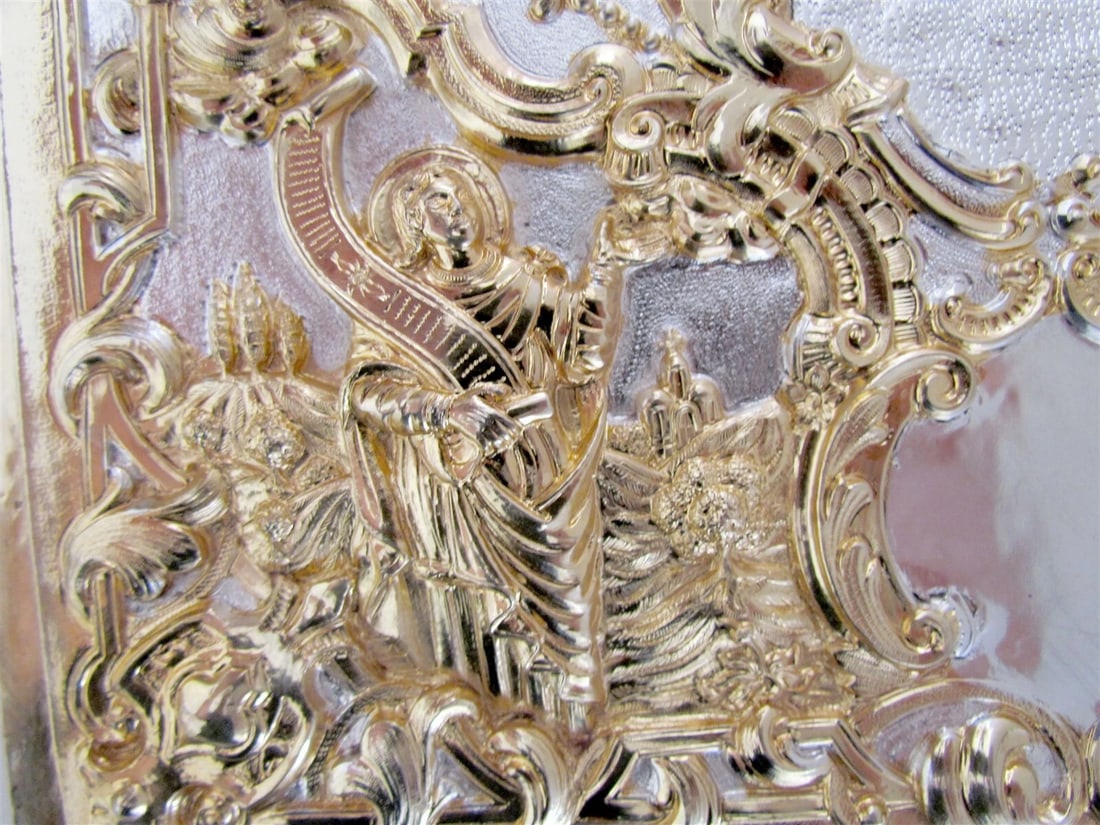 GREEK RUSSIAN ORTHODOX CHURCH GOSPEL GILT BRASS COVERS folio - 8