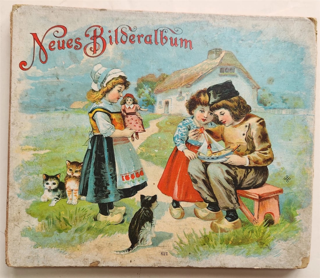 1900s antique ILLUSTRATED GERMAN CHILDREN BOOK NEUES BILDERALBUM accordion style: Title: 1900s antique ILLUSTRATED GERMAN CHILDREN BOOK NEUES BILDERALBUM accordion style Description: NEUES BILDERALBUM accordion style N.D. (c.1900s) Size about 7 3/4 by 9 1/3" Some wear text in Germa