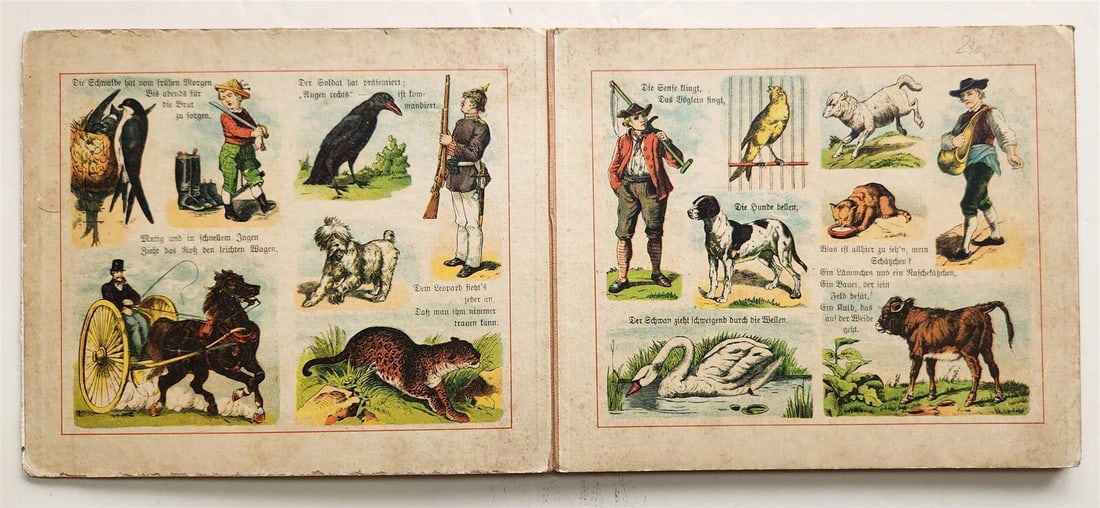 1900s antique ILLUSTRATED GERMAN CHILDREN BOOK NEUES BILDERALBUM accordion style - 3
